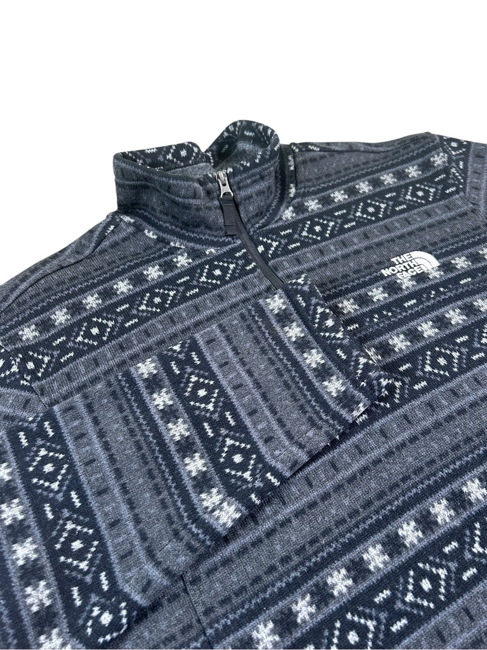 THE NORTH FACE Tsillan 1/4 Zip Fleece Gray Fair Isle Men’s XXL
